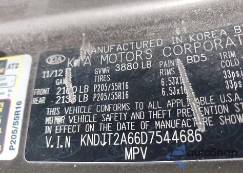 2013 Kia Soul + z USA, uszkodzony, nr VIN KNDJT2A66D7544686